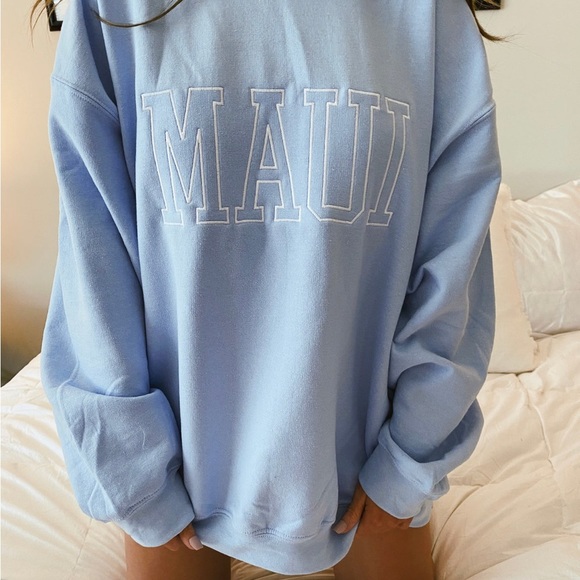 Sunkissed Coconut Sweatshirt Maui Hawaii Light Blue Longsleeve Crew Neck Size S - Picture 8 of 8